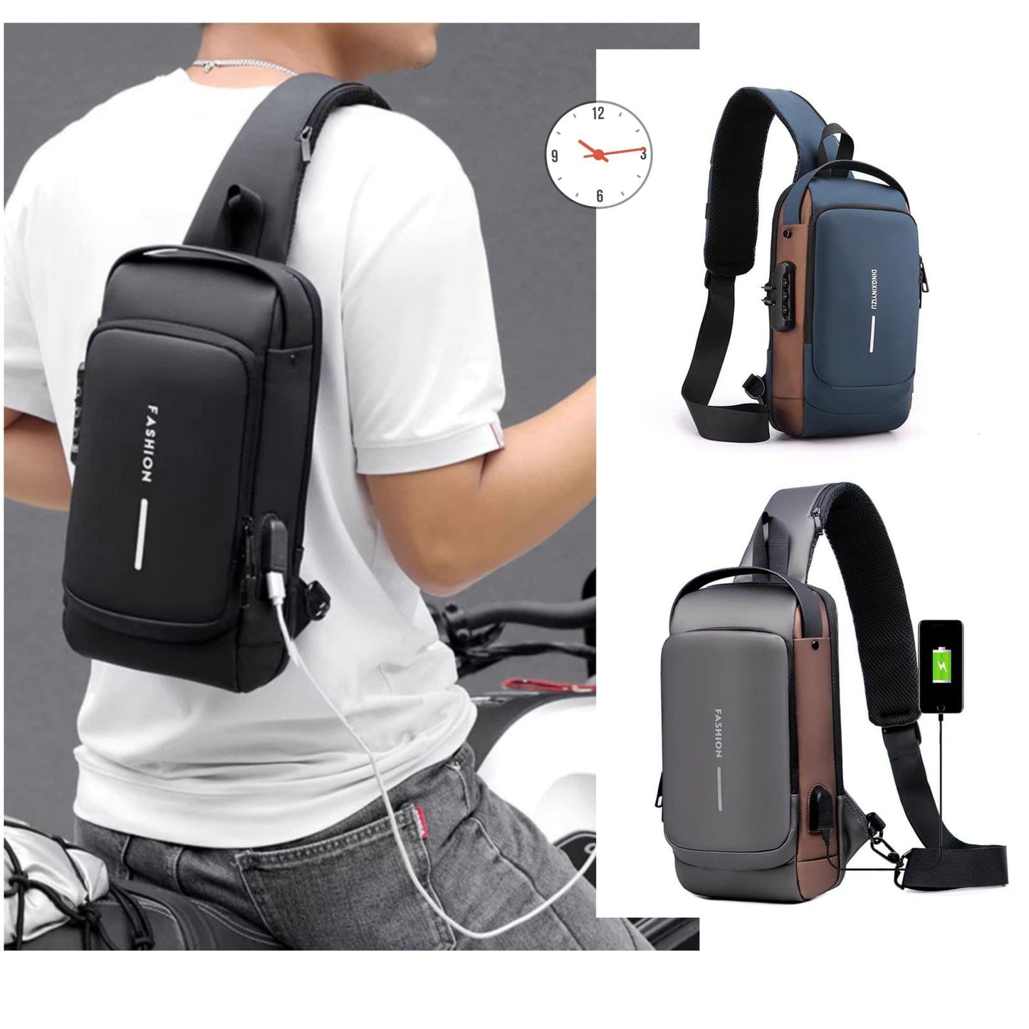 Premium Anti-Theft Crossbody Sling Bag | Waterproof USB Charging Chest Bag for Men