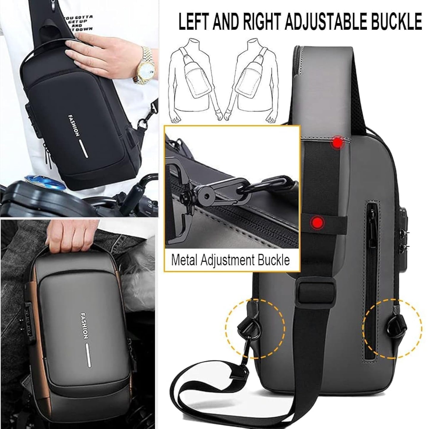 Premium Anti-Theft Crossbody Sling Bag | Waterproof USB Charging Chest Bag for Men